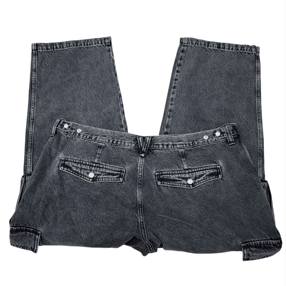 Madewell Low-Slung Straight Cargo Jeans Faded Black Baggy Slouchy Women’s W33P - Picture 11 of 17